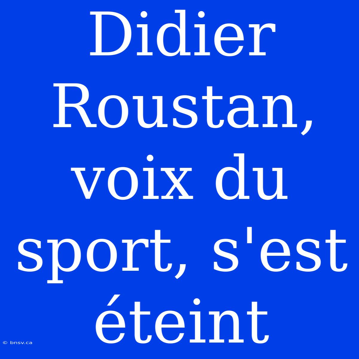 Didier Roustan, Voix Du Sport, S'est Éteint