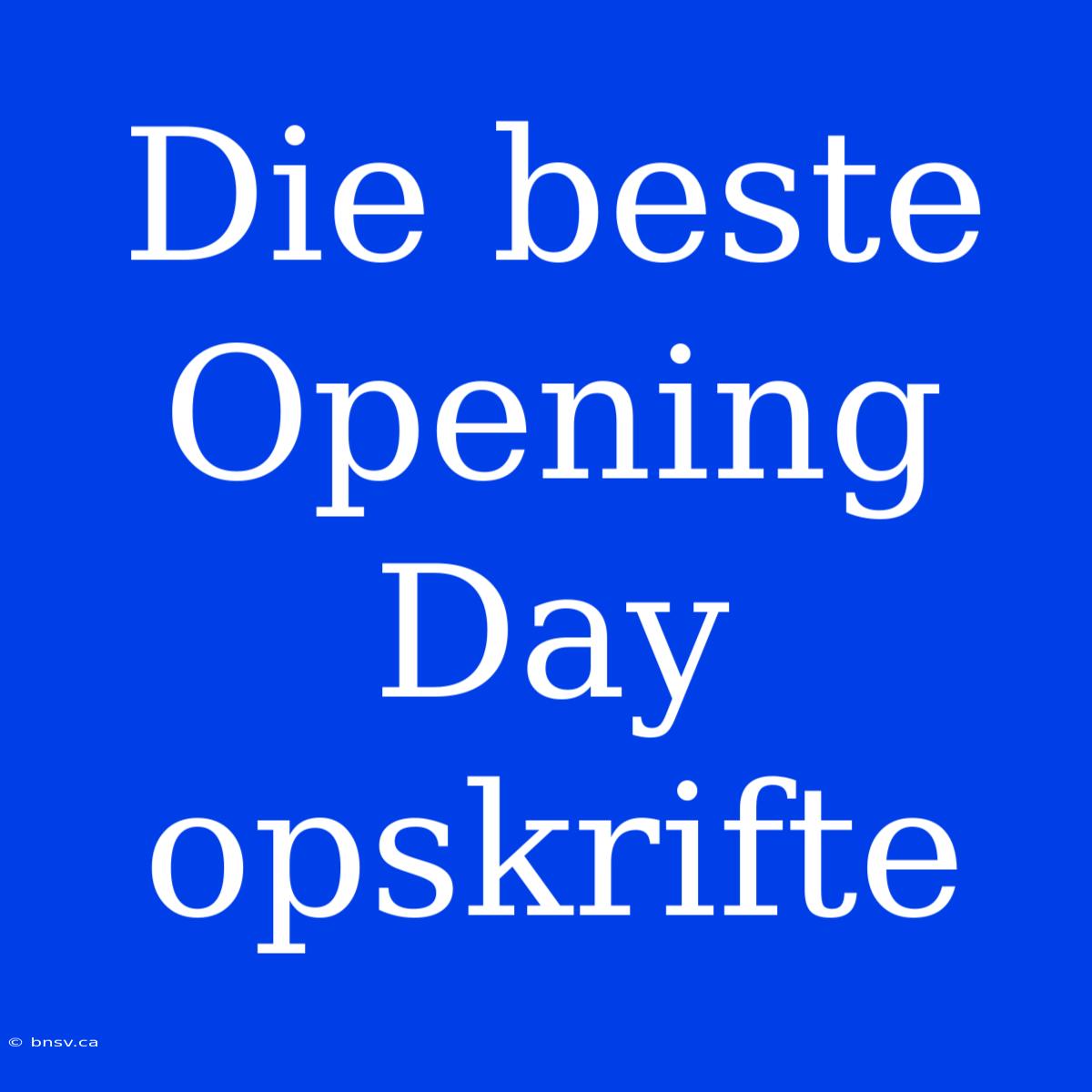 Die Beste Opening Day Opskrifte