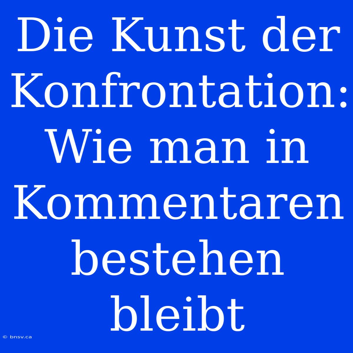 Die Kunst Der Konfrontation: Wie Man In Kommentaren Bestehen Bleibt