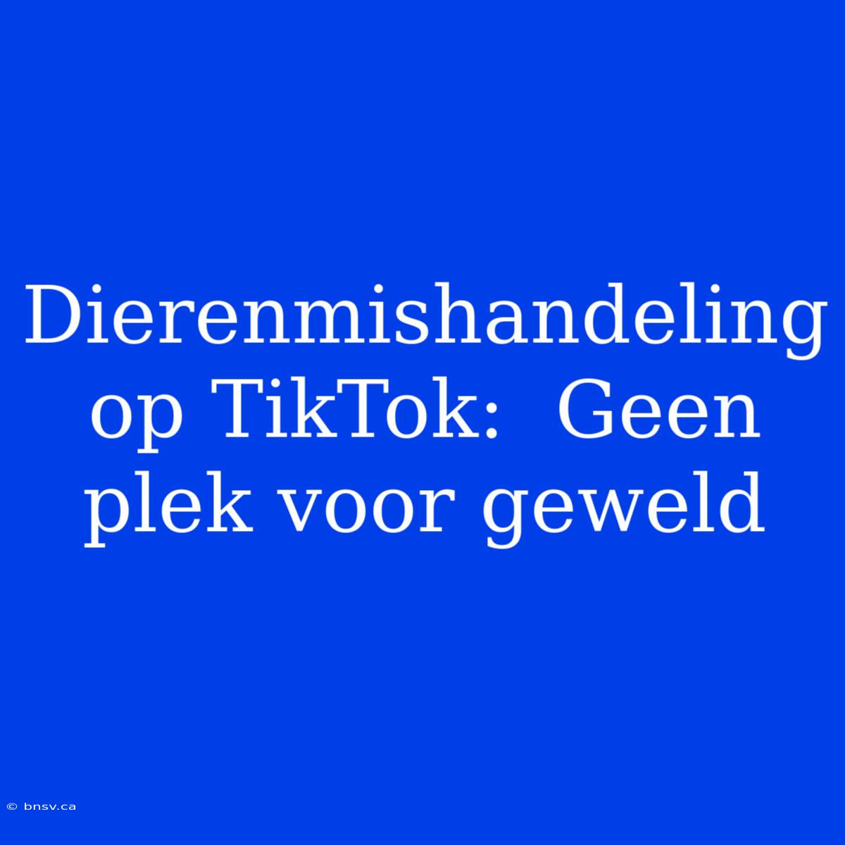 Dierenmishandeling Op TikTok:  Geen Plek Voor Geweld