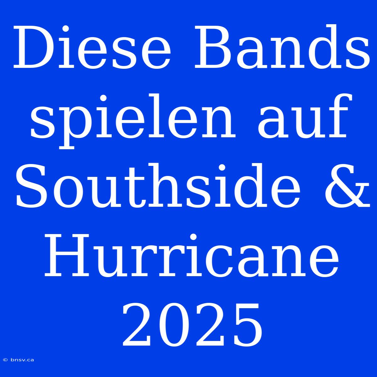 Diese Bands Spielen Auf Southside & Hurricane 2025