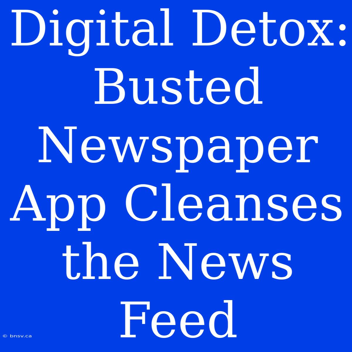 Digital Detox: Busted Newspaper App Cleanses The News Feed