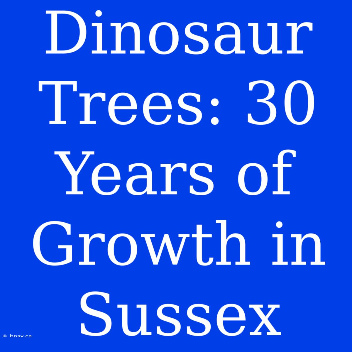 Dinosaur Trees: 30 Years Of Growth In Sussex