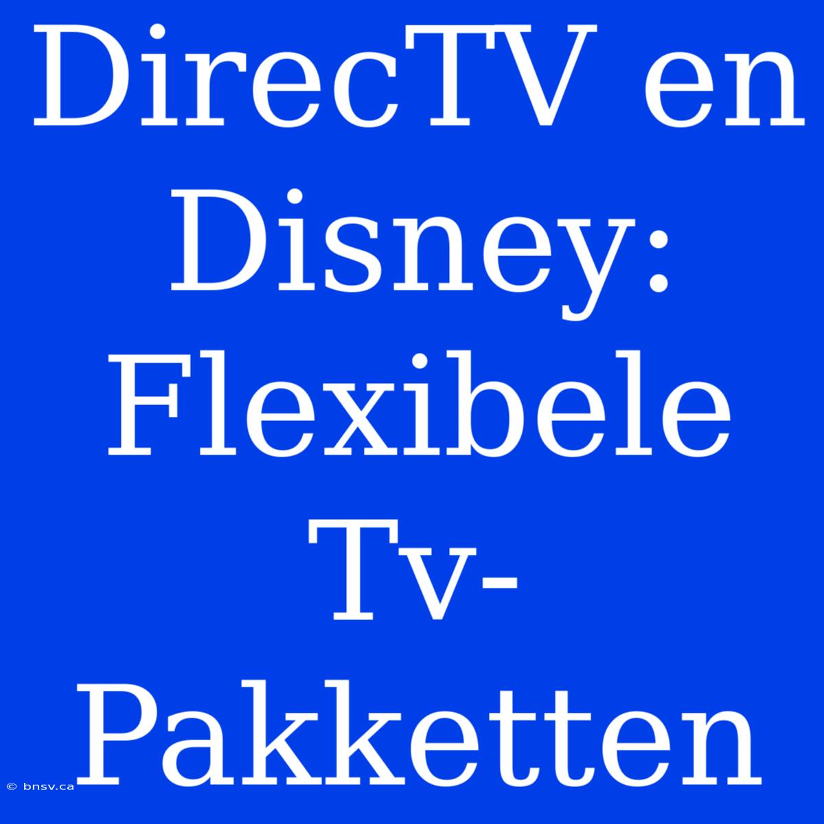 DirecTV En Disney: Flexibele Tv-Pakketten