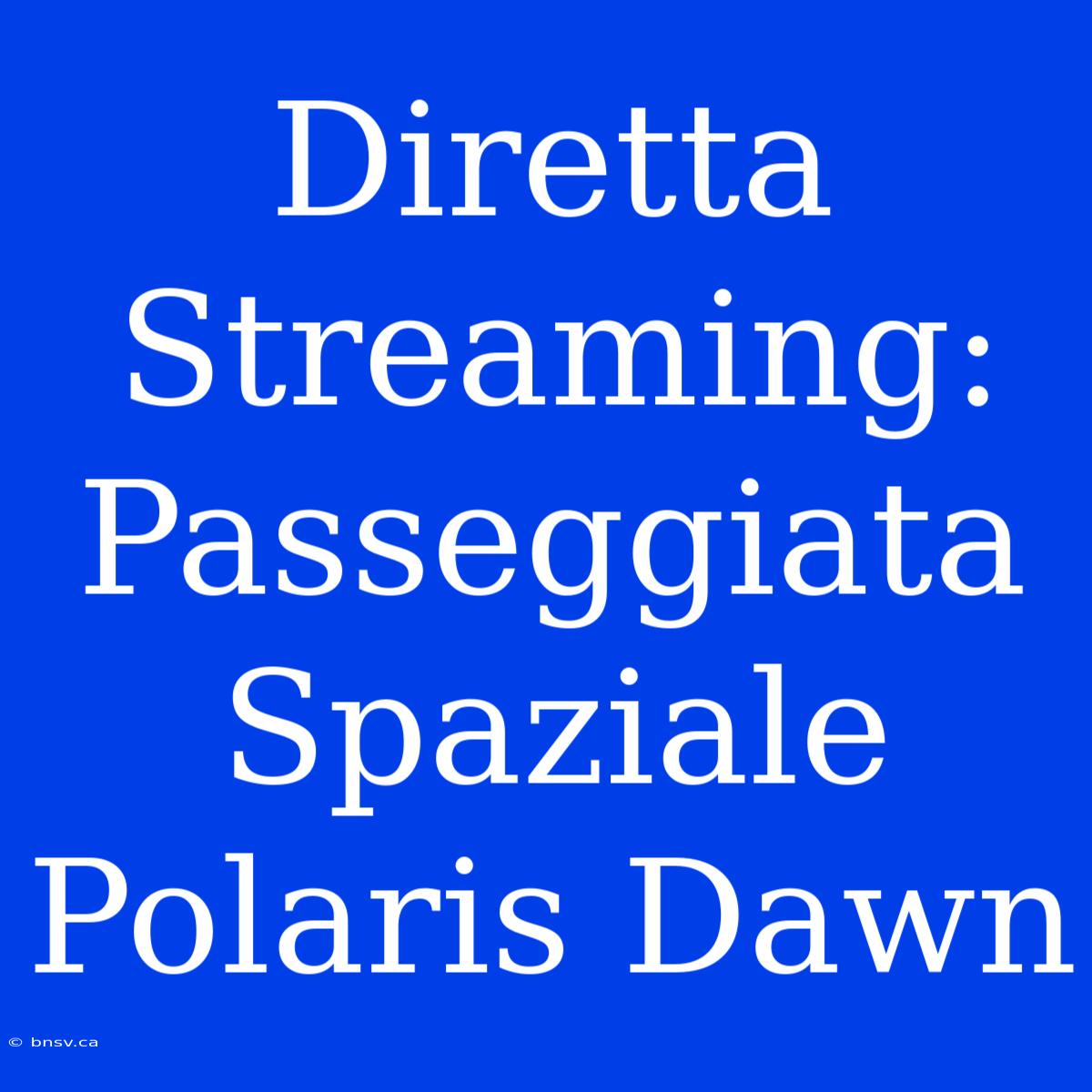 Diretta Streaming: Passeggiata Spaziale Polaris Dawn