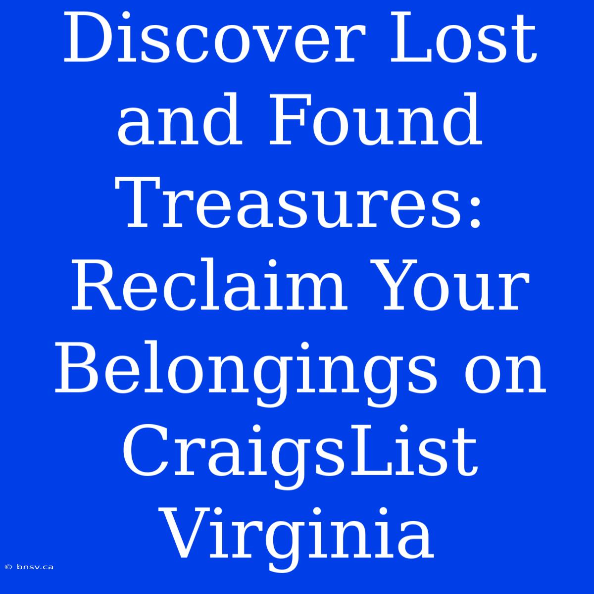 Discover Lost And Found Treasures: Reclaim Your Belongings On CraigsList Virginia