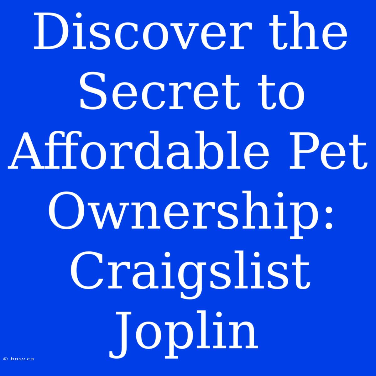 Discover The Secret To Affordable Pet Ownership: Craigslist Joplin