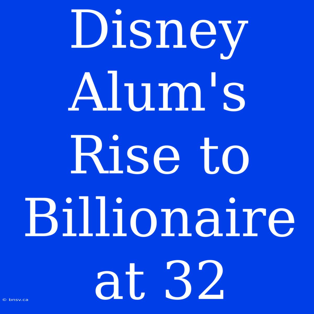 Disney Alum's Rise To Billionaire At 32