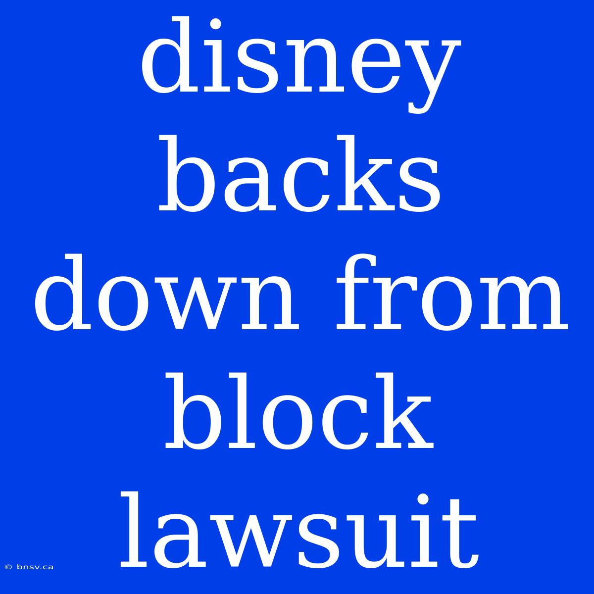 Disney Backs Down From Block Lawsuit