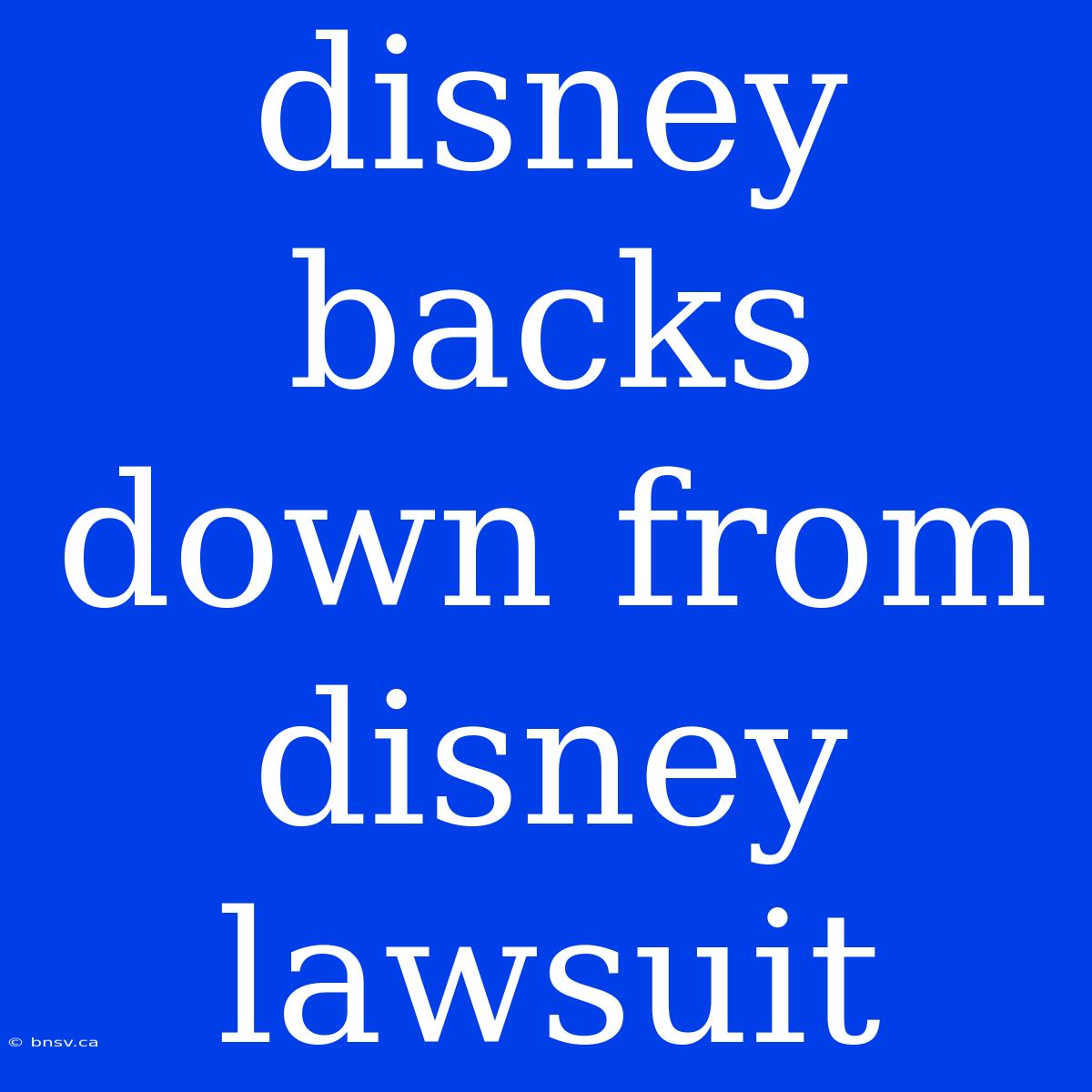 Disney Backs Down From Disney Lawsuit