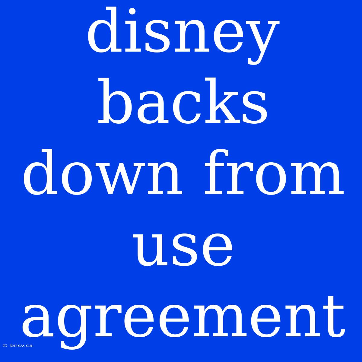 Disney Backs Down From Use Agreement