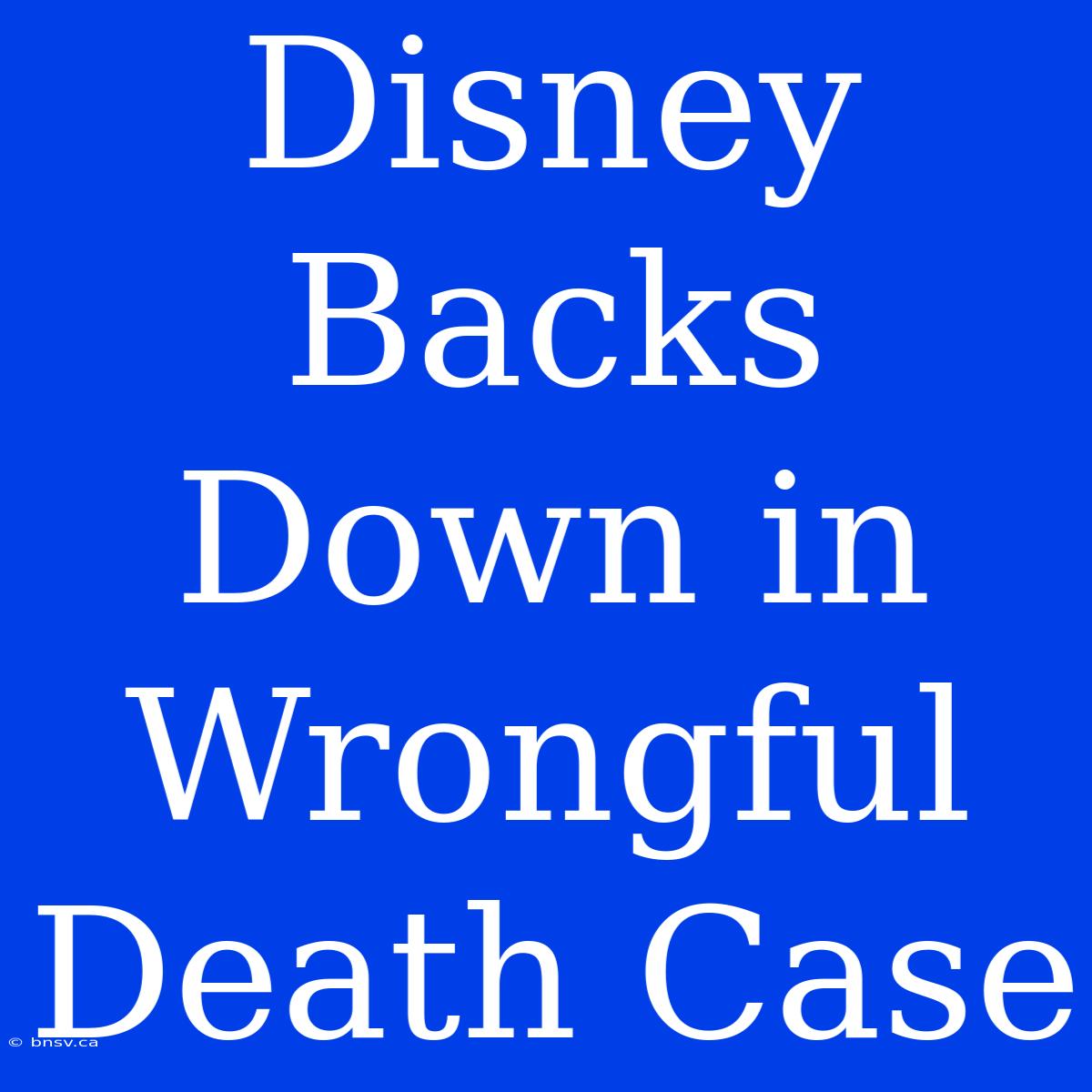 Disney Backs Down In Wrongful Death Case