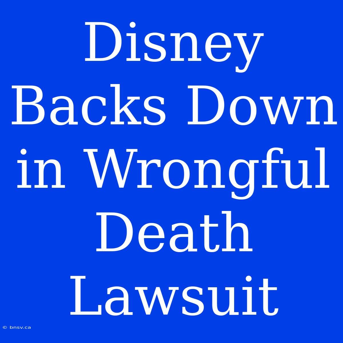 Disney Backs Down In Wrongful Death Lawsuit