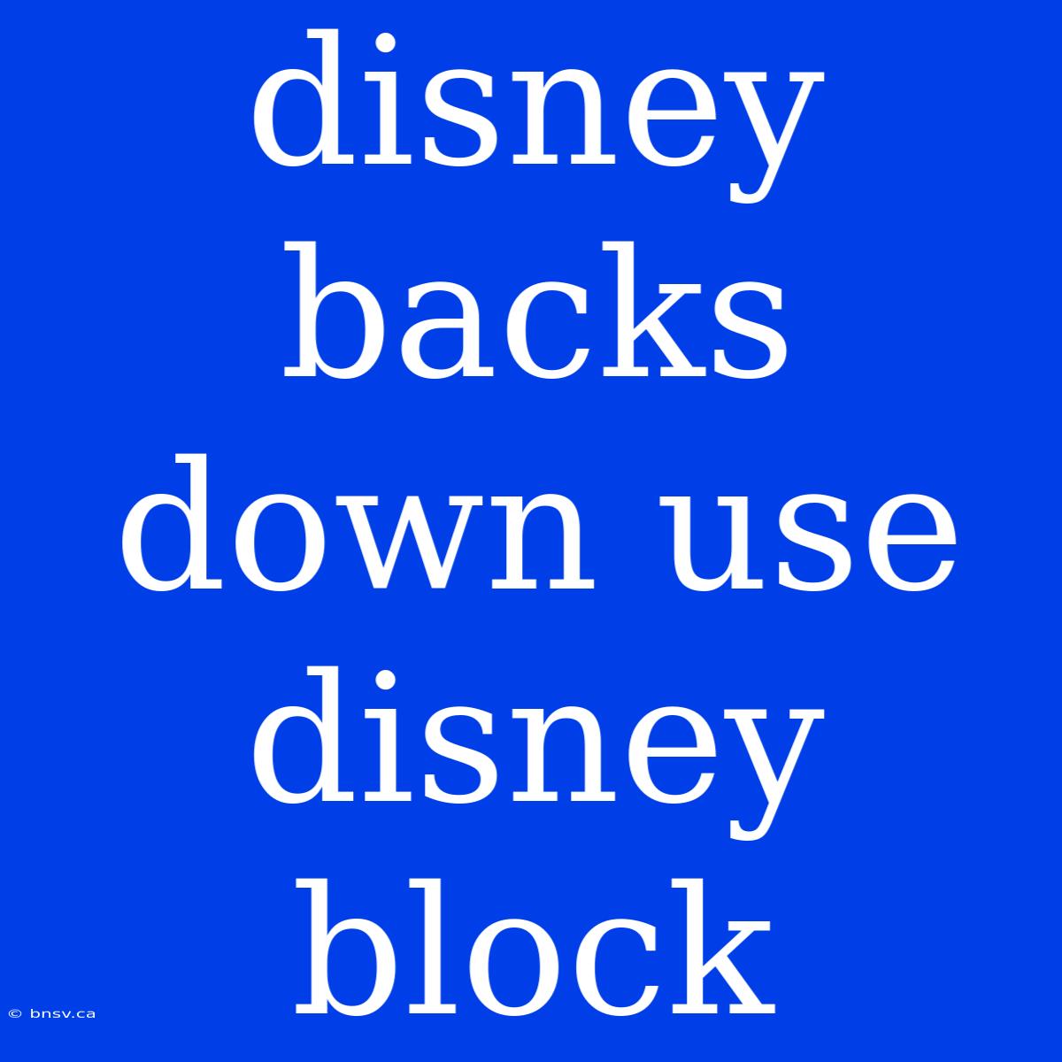 Disney Backs Down Use Disney Block