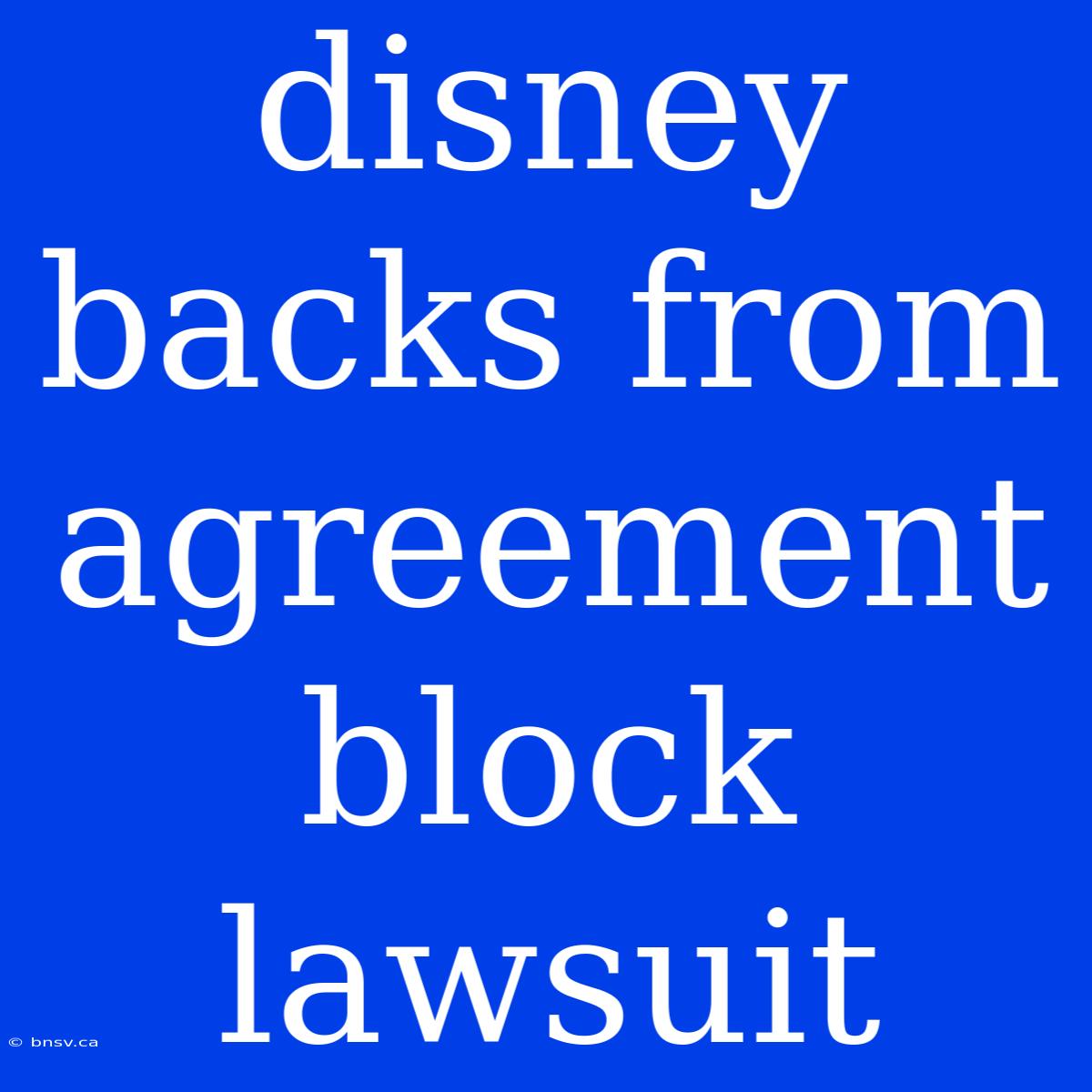 Disney Backs From Agreement Block Lawsuit