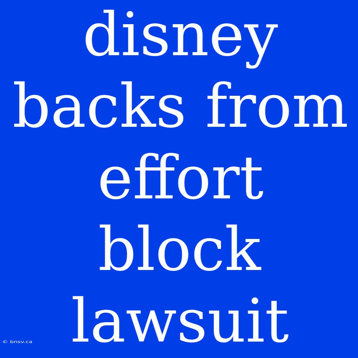 Disney Backs From Effort Block Lawsuit