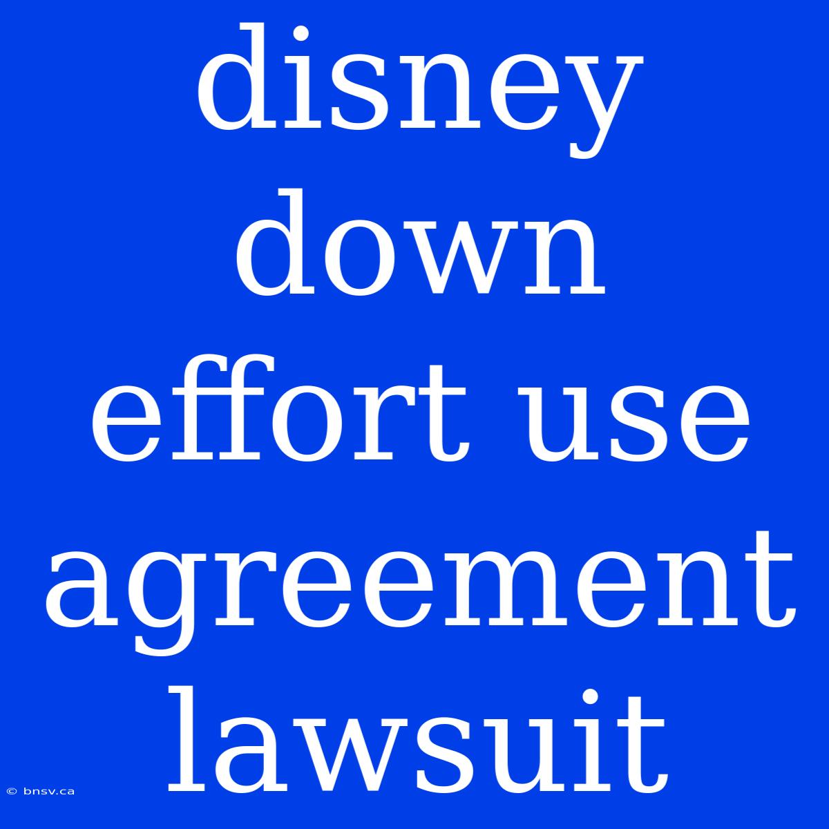 Disney Down Effort Use Agreement Lawsuit