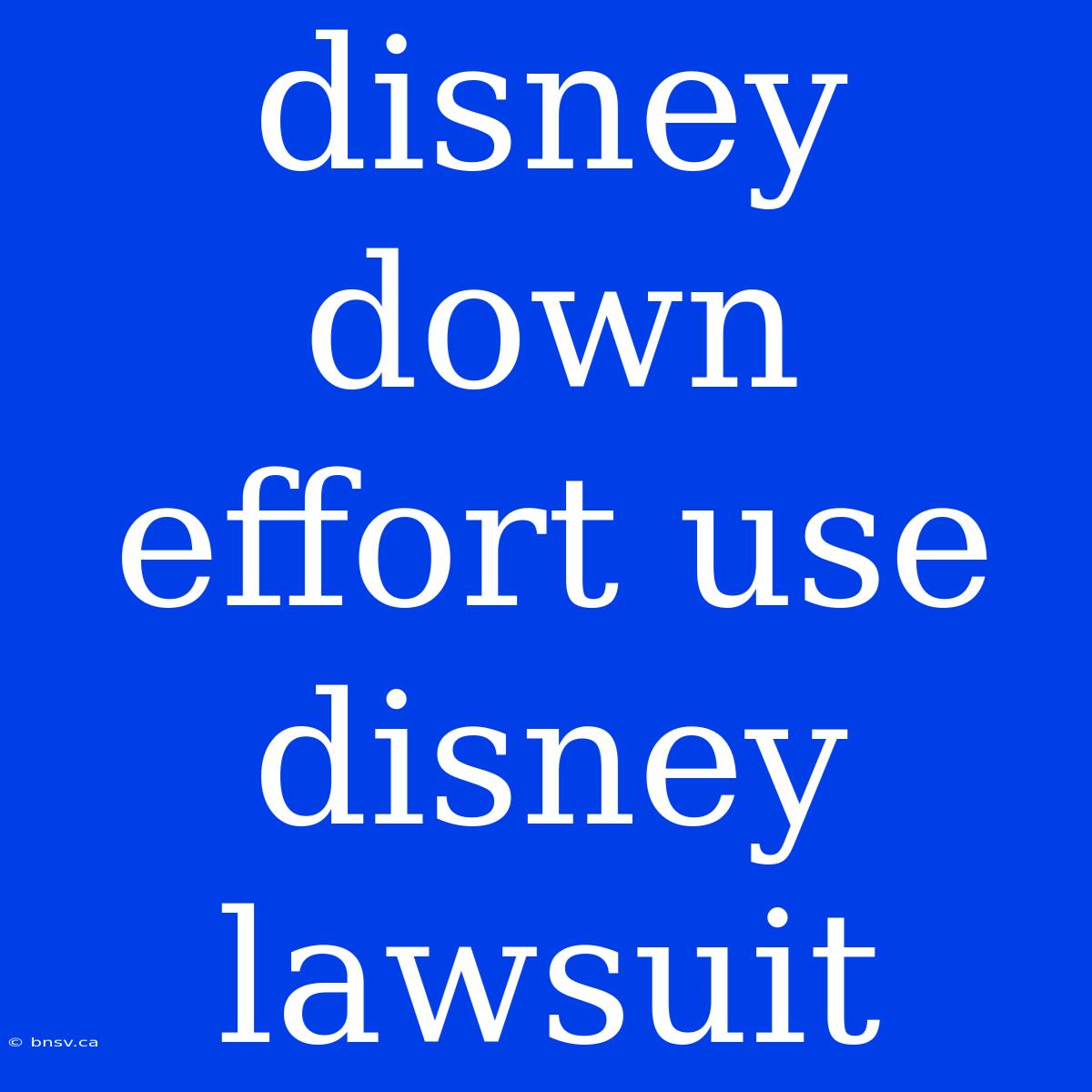 Disney Down Effort Use Disney Lawsuit