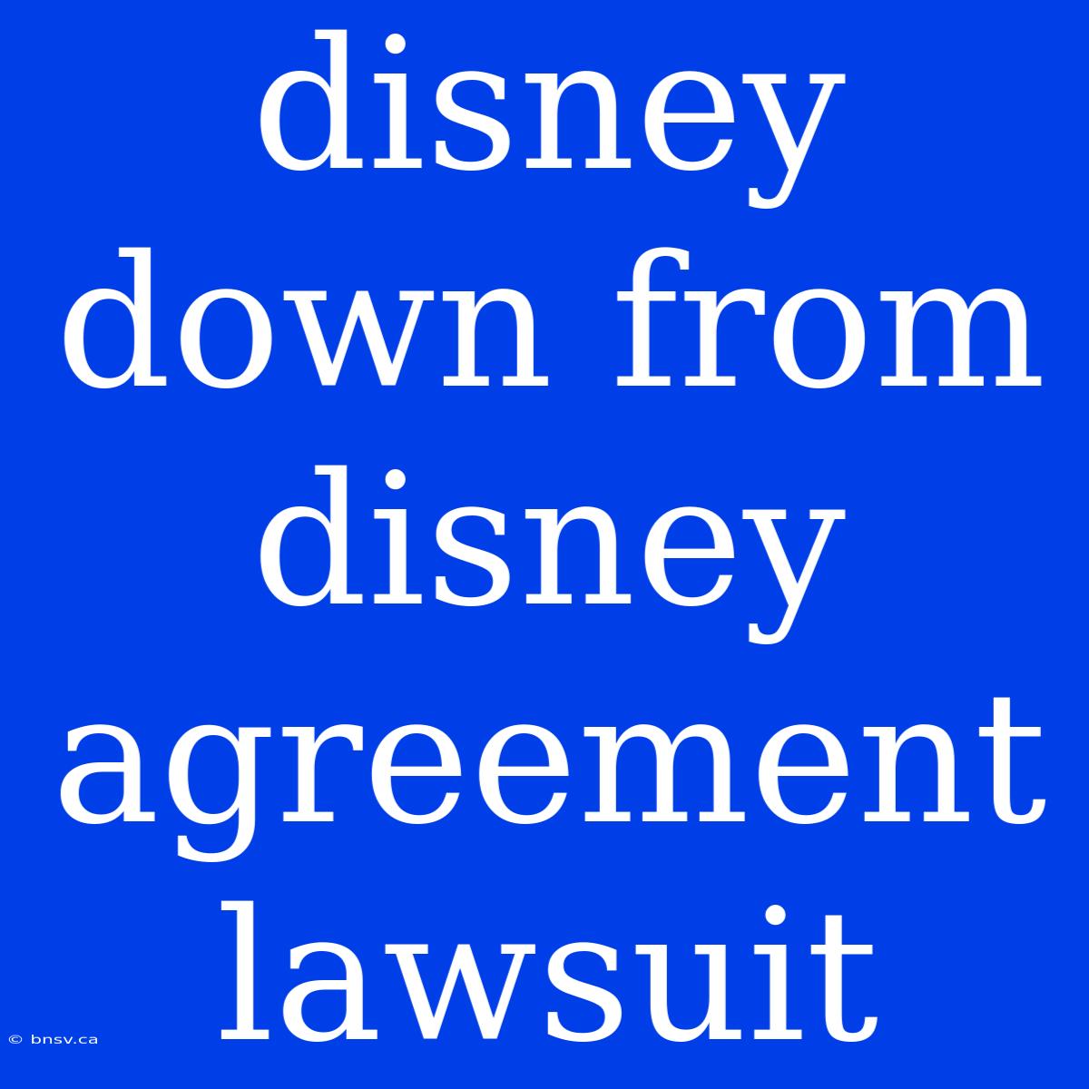 Disney Down From Disney Agreement Lawsuit