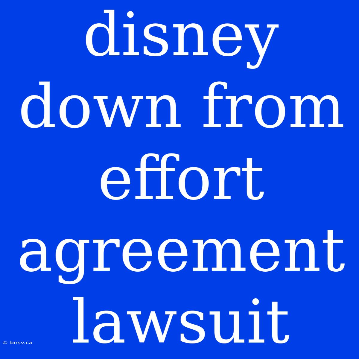 Disney Down From Effort Agreement Lawsuit