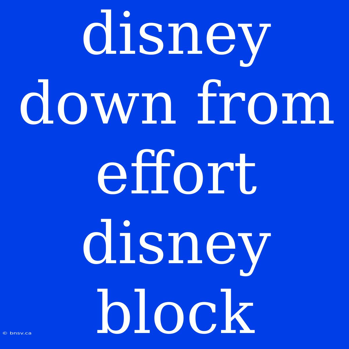 Disney Down From Effort Disney Block