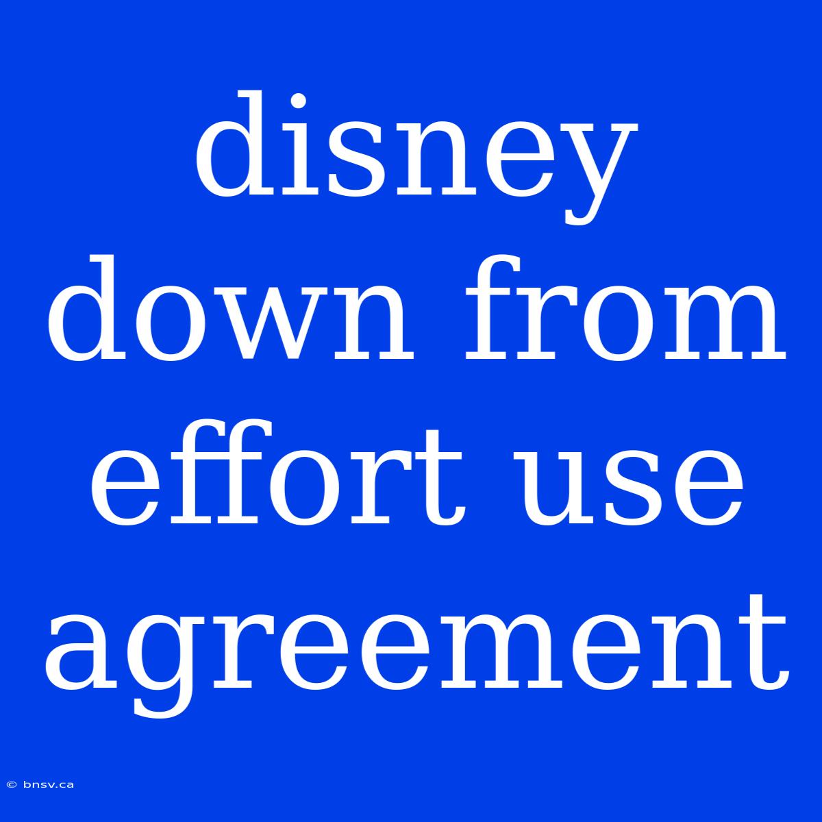 Disney Down From Effort Use Agreement