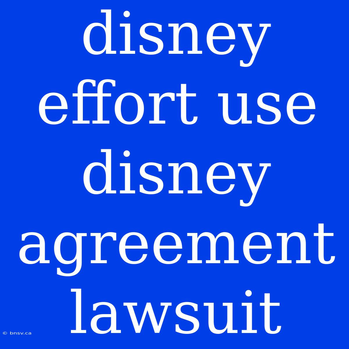 Disney Effort Use Disney Agreement Lawsuit