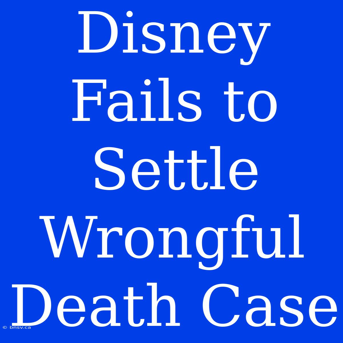 Disney Fails To Settle Wrongful Death Case