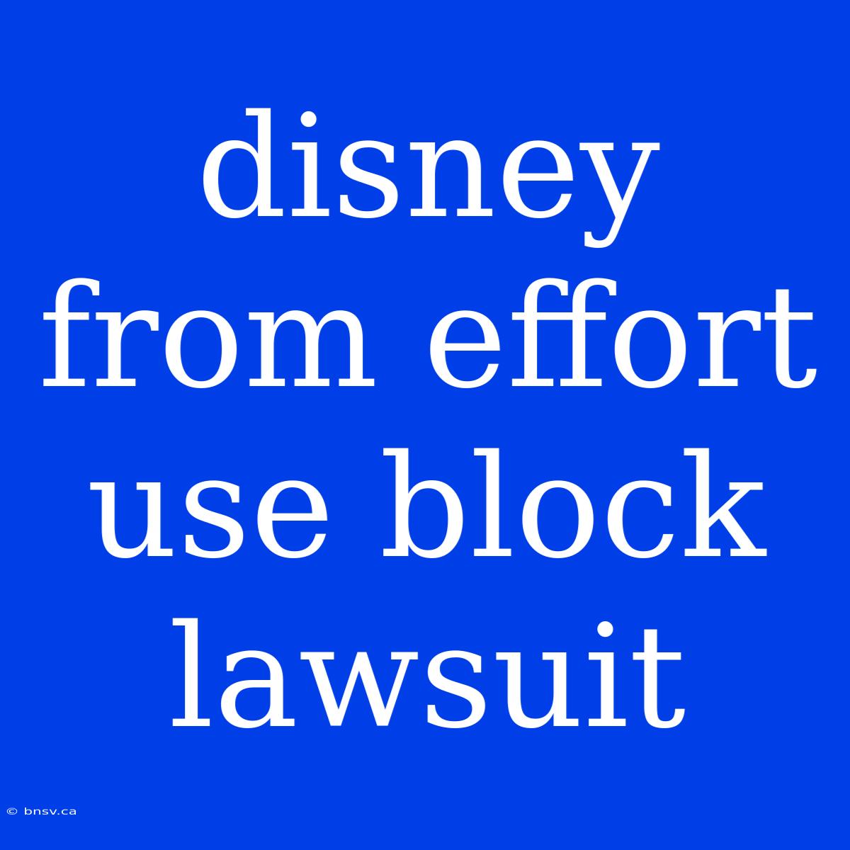 Disney From Effort Use Block Lawsuit