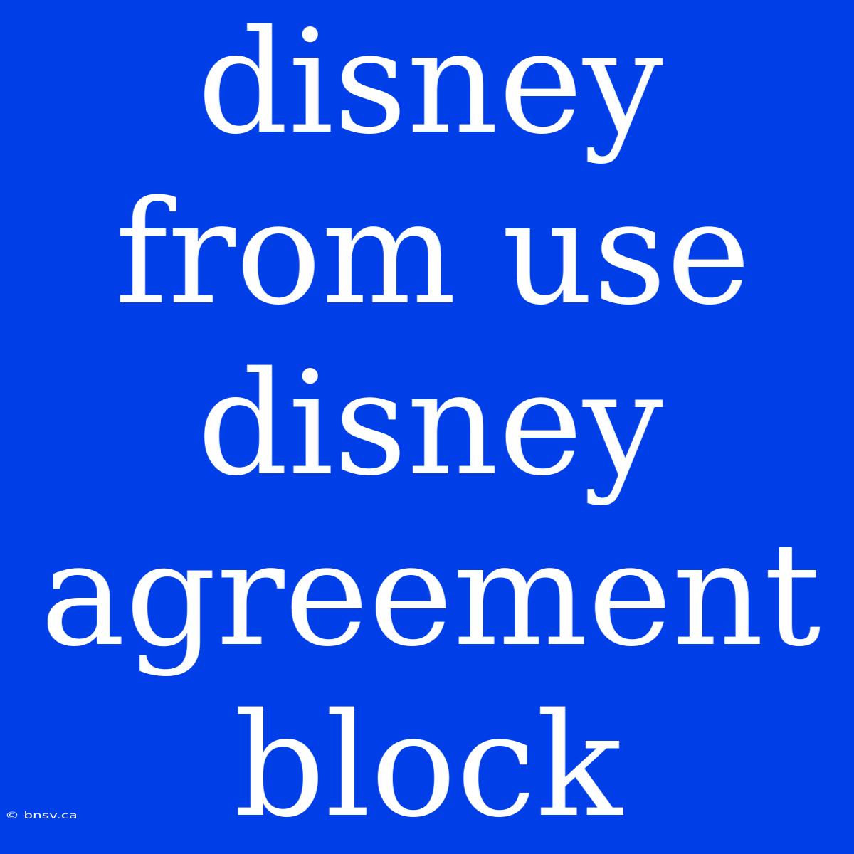 Disney From Use Disney Agreement Block