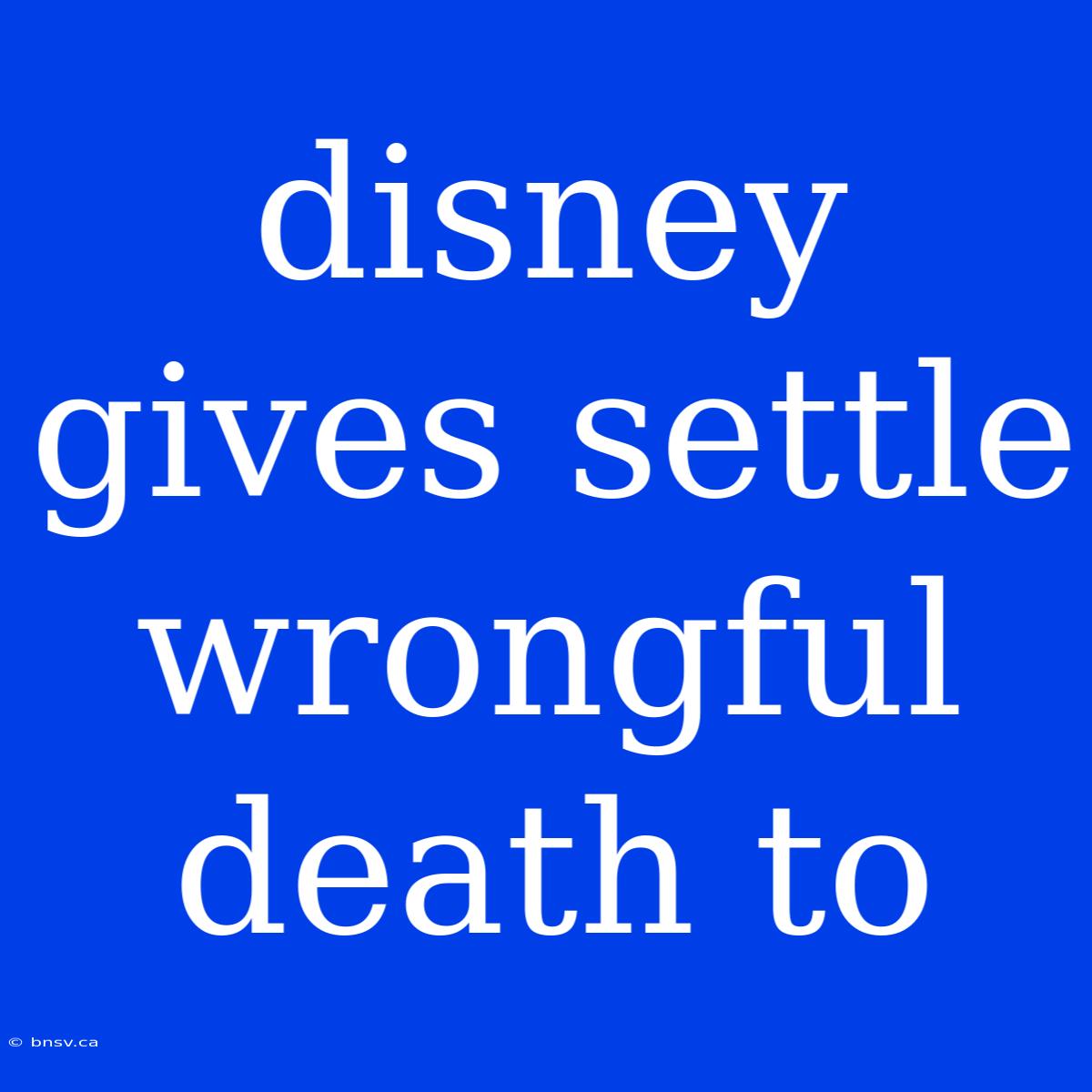 Disney Gives Settle Wrongful Death To