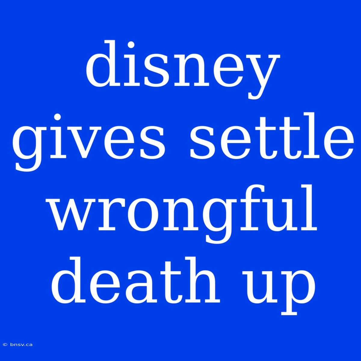 Disney Gives Settle Wrongful Death Up