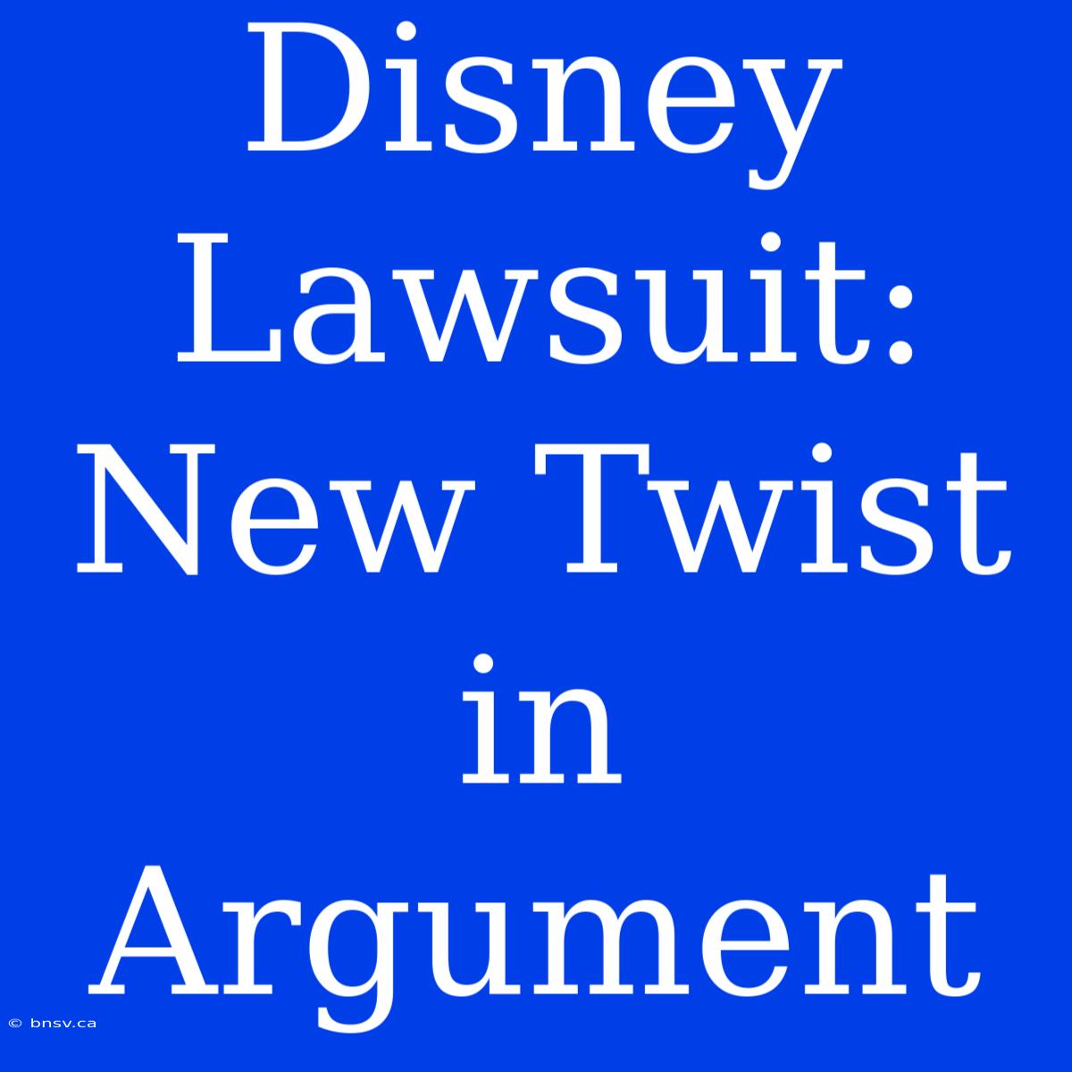 Disney Lawsuit: New Twist In Argument