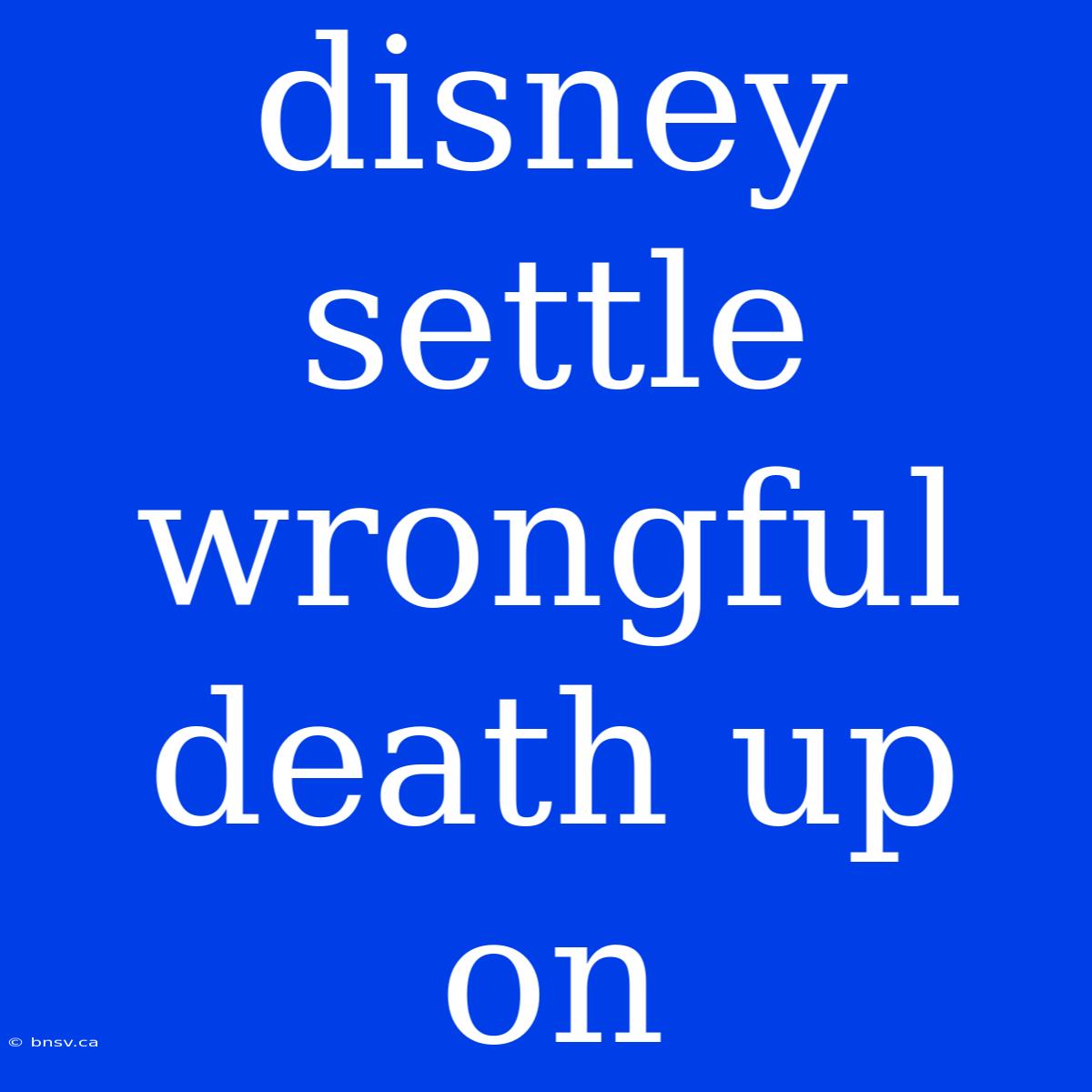 Disney Settle Wrongful Death Up On