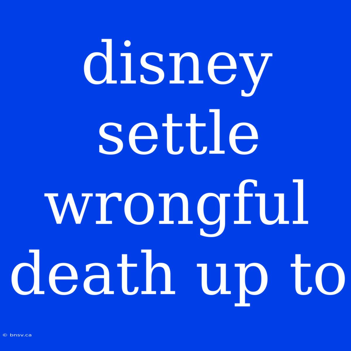 Disney Settle Wrongful Death Up To