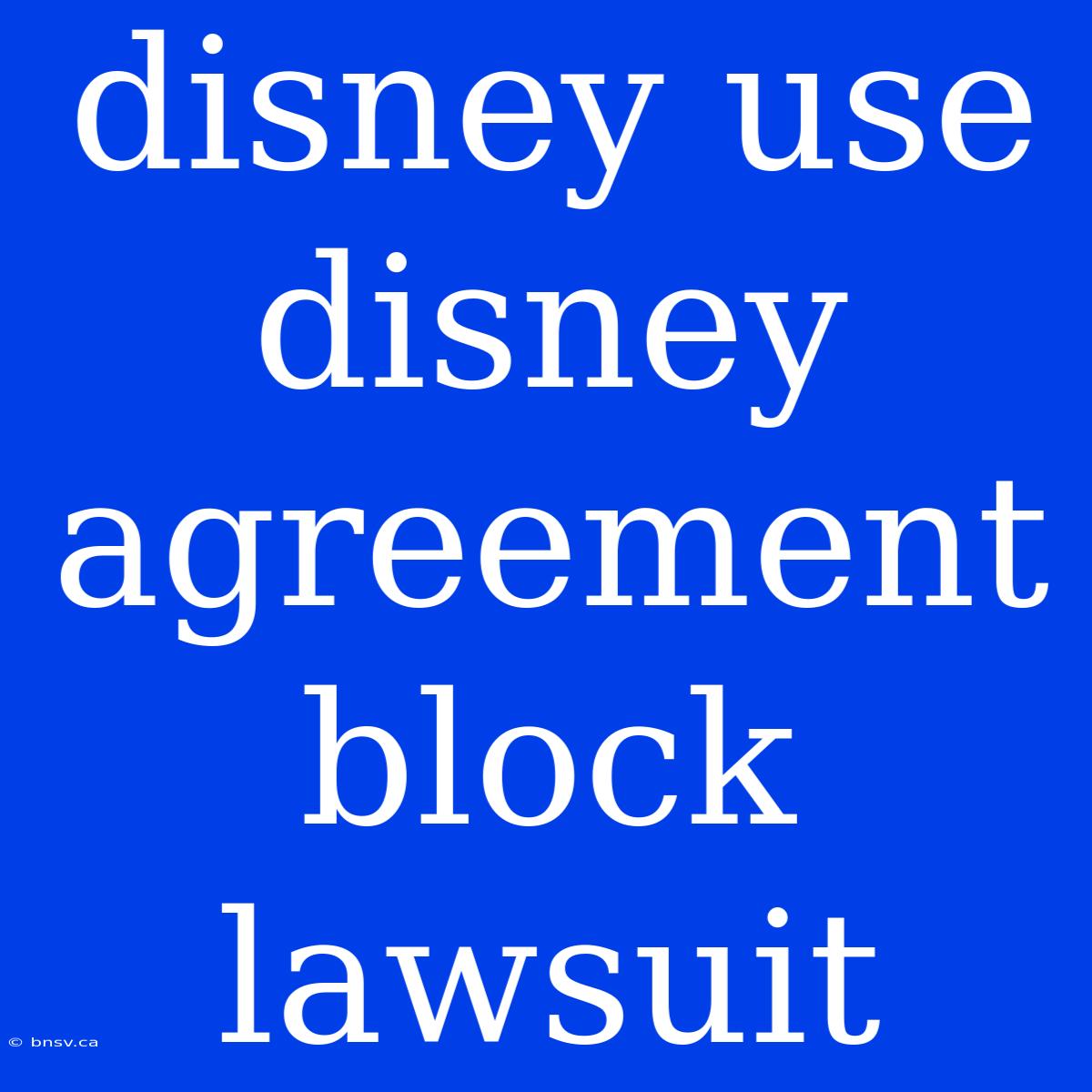 Disney Use Disney Agreement Block Lawsuit