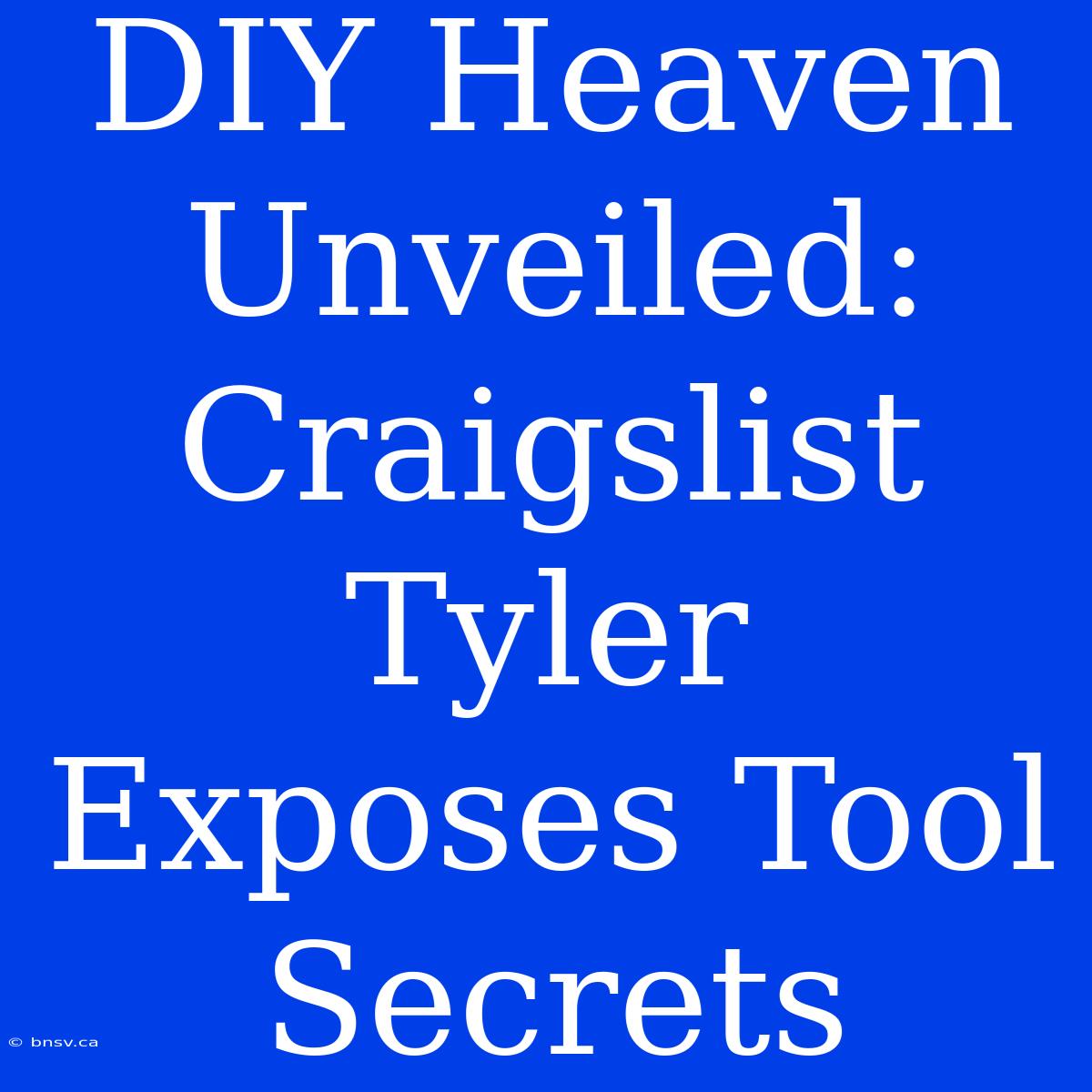 DIY Heaven Unveiled: Craigslist Tyler Exposes Tool Secrets