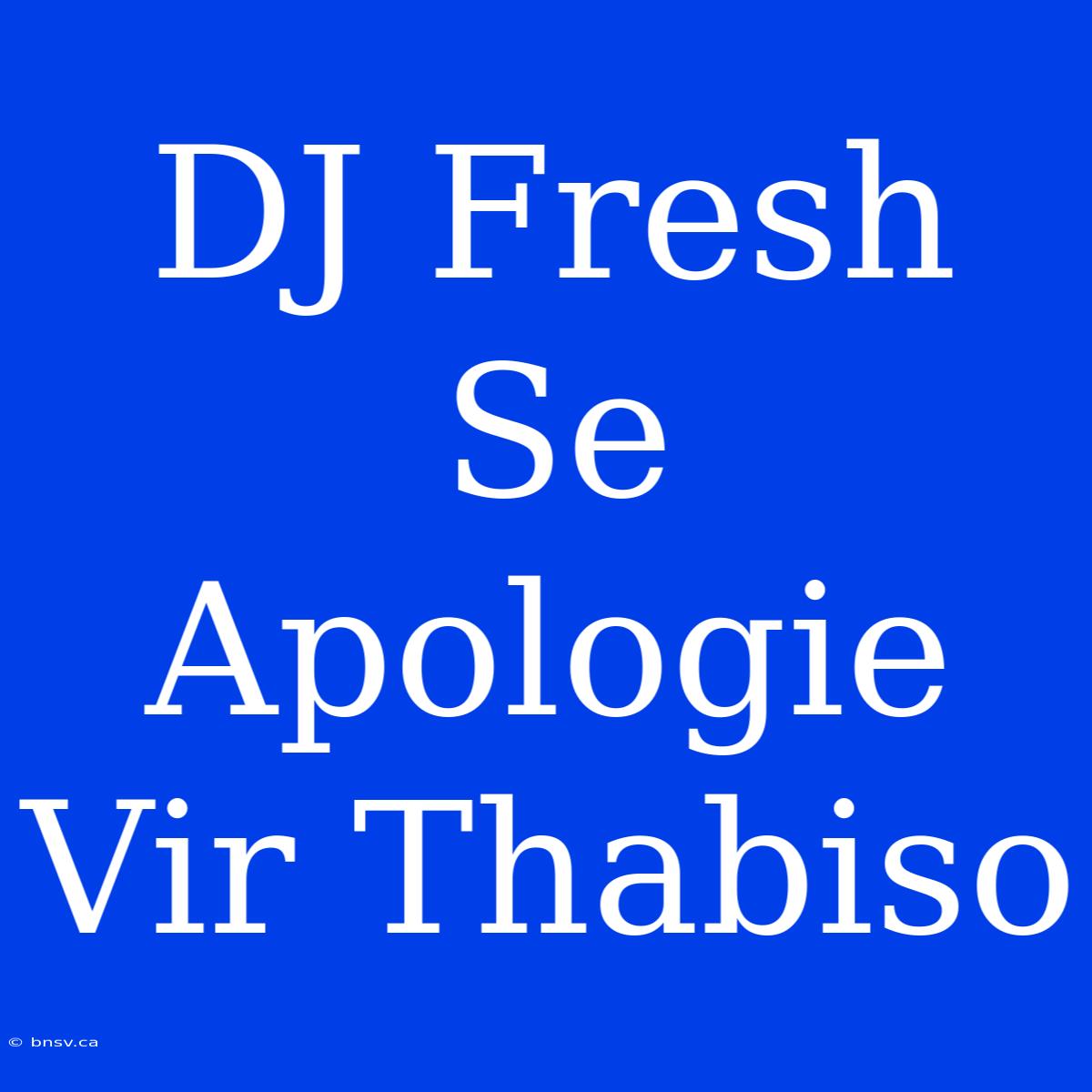 DJ Fresh Se Apologie Vir Thabiso