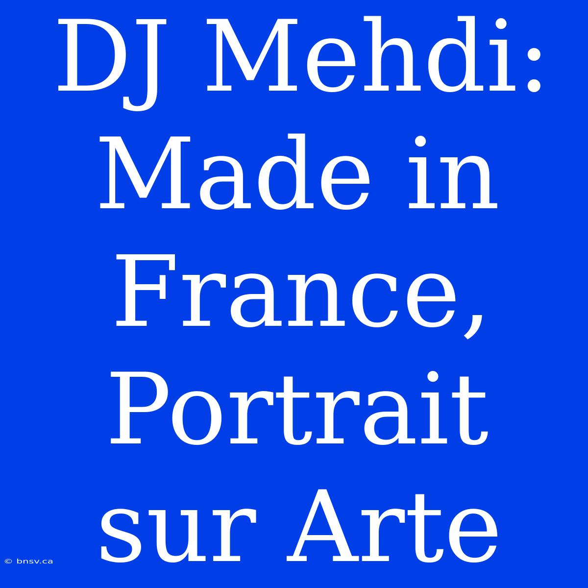 DJ Mehdi: Made In France, Portrait Sur Arte