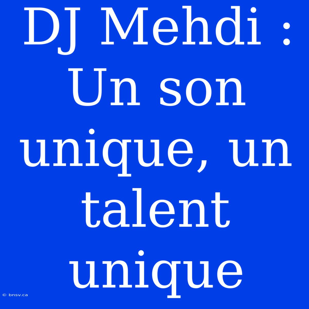 DJ Mehdi : Un Son Unique, Un Talent Unique