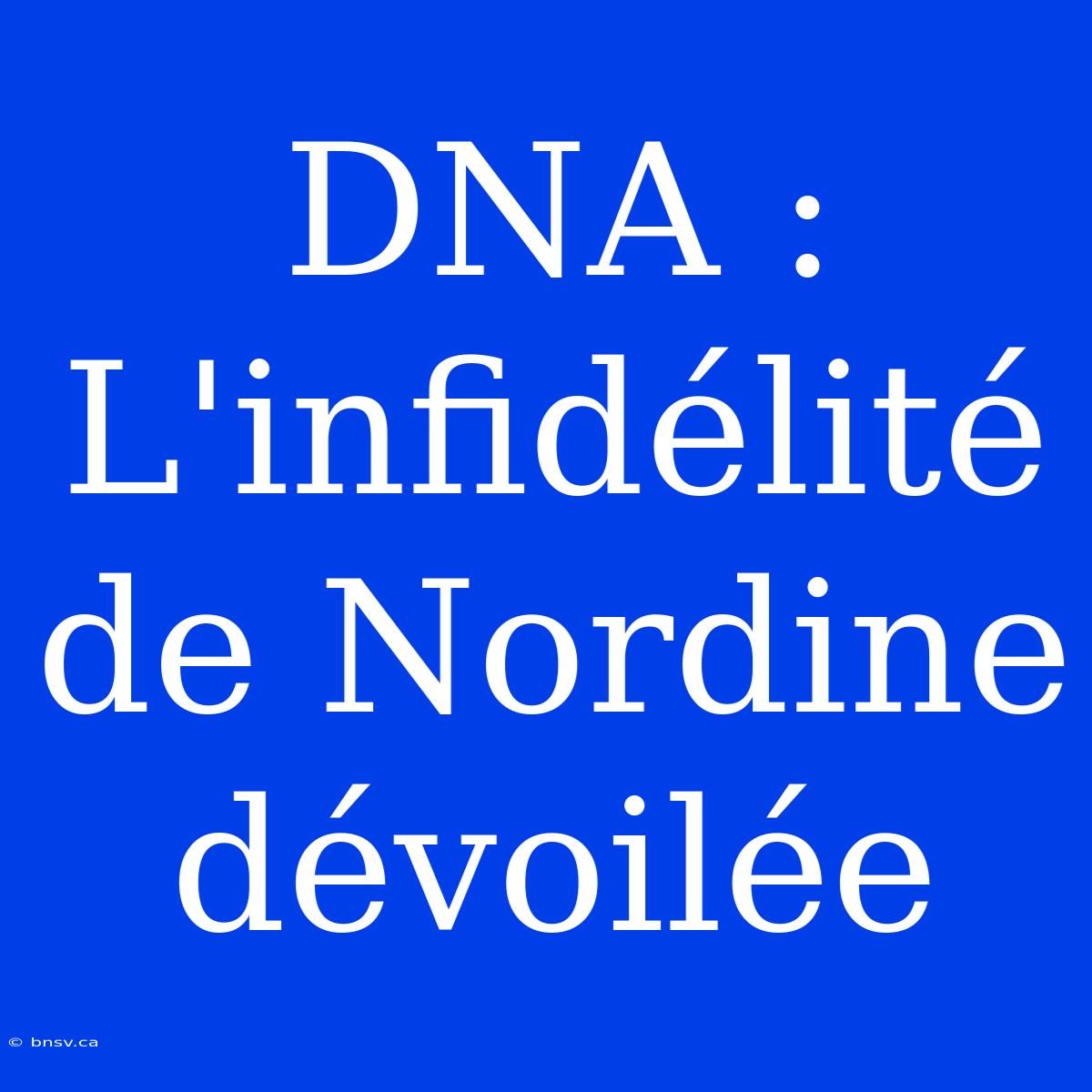 DNA : L'infidélité De Nordine Dévoilée