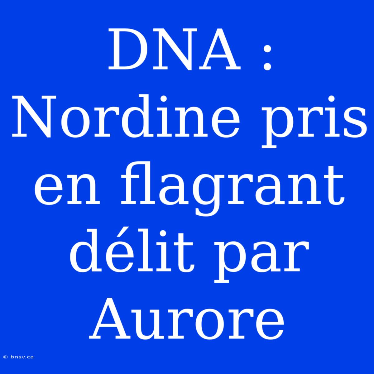 DNA : Nordine Pris En Flagrant Délit Par Aurore