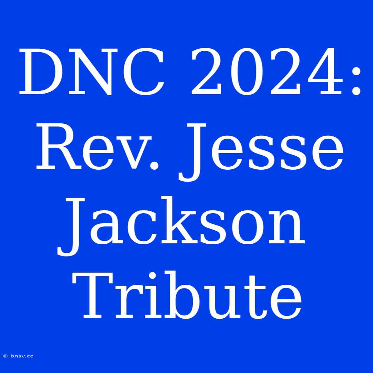 DNC 2024: Rev. Jesse Jackson Tribute