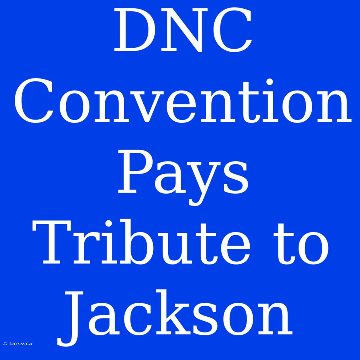 DNC Convention Pays Tribute To Jackson