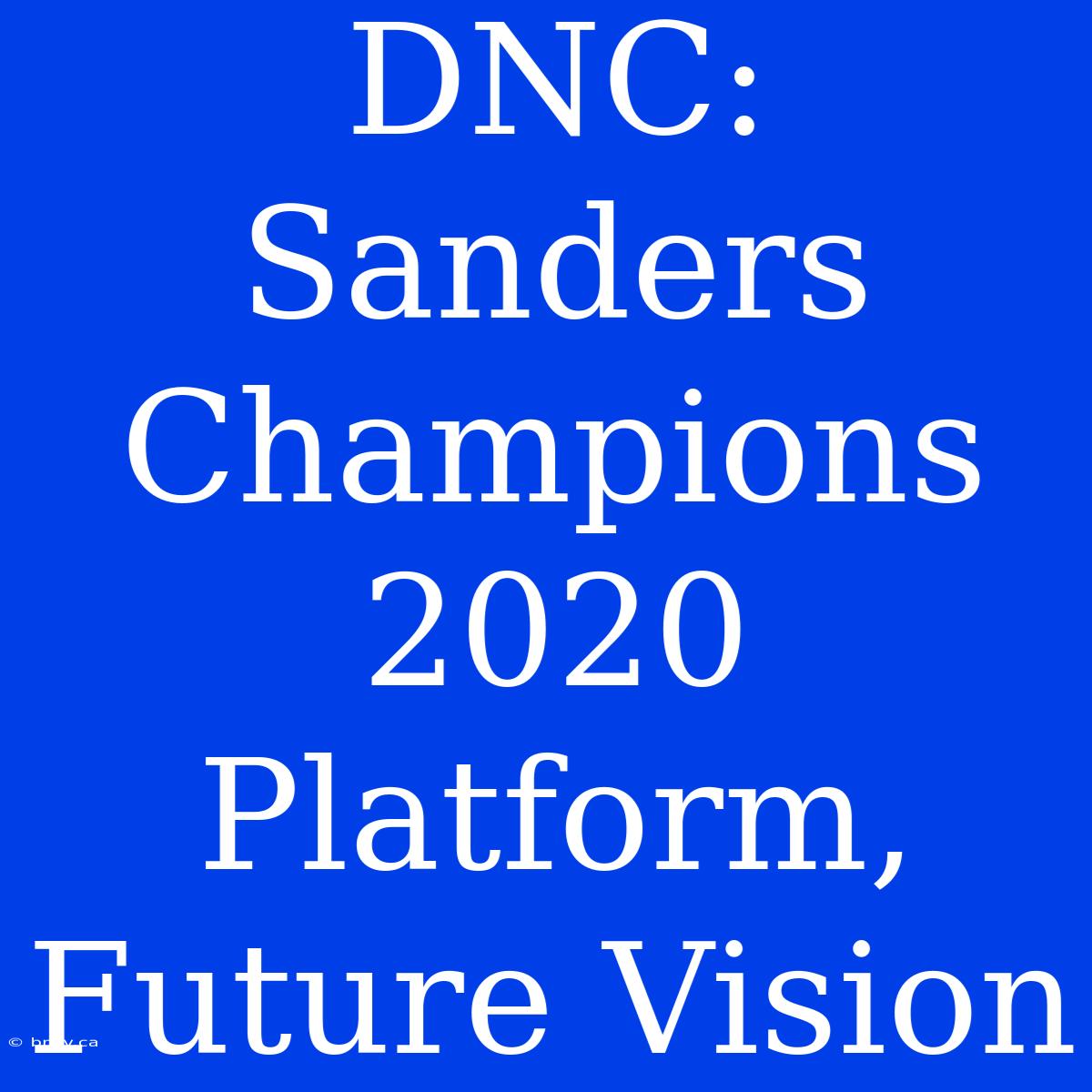 DNC: Sanders Champions 2020 Platform, Future Vision