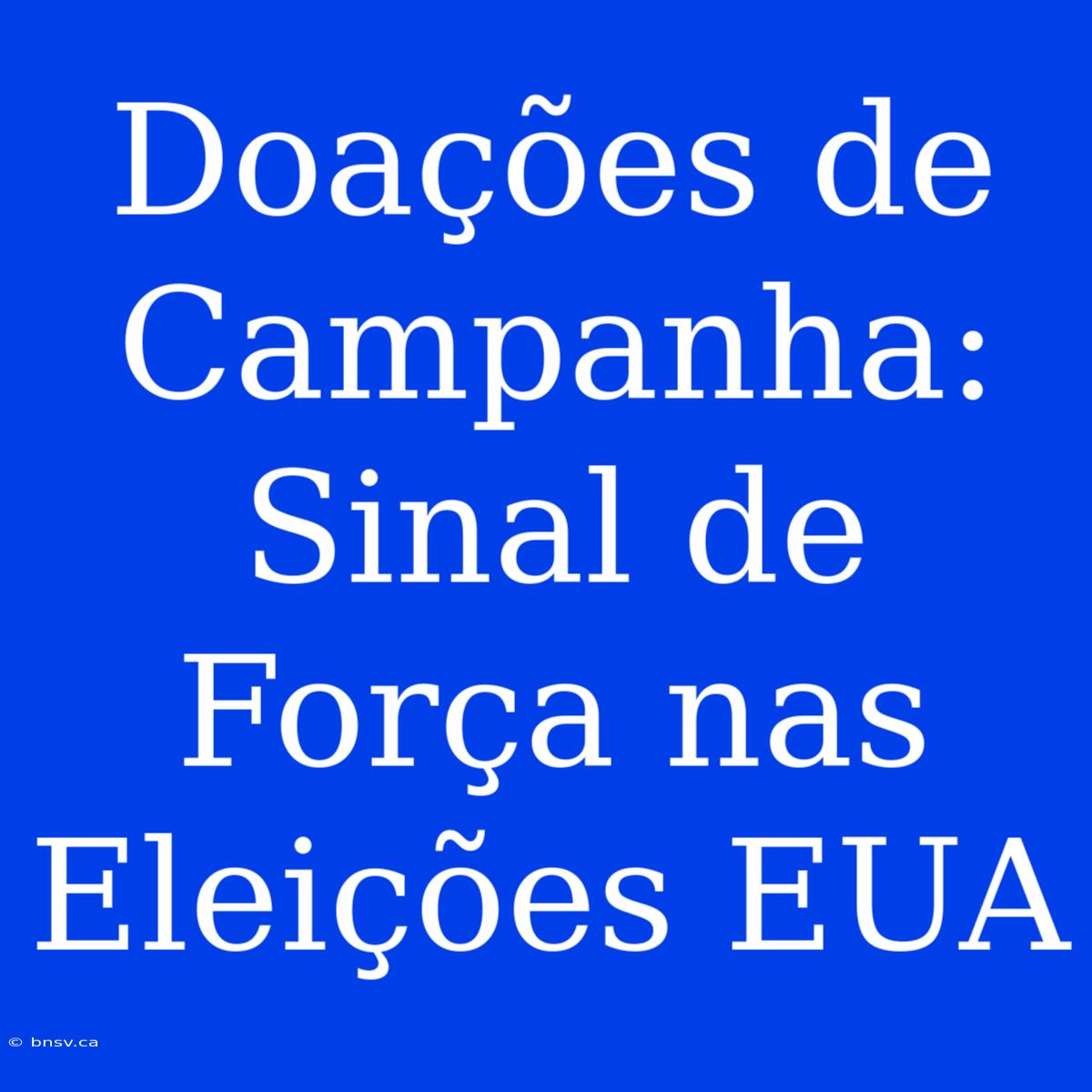 Doações De Campanha: Sinal De Força Nas Eleições EUA