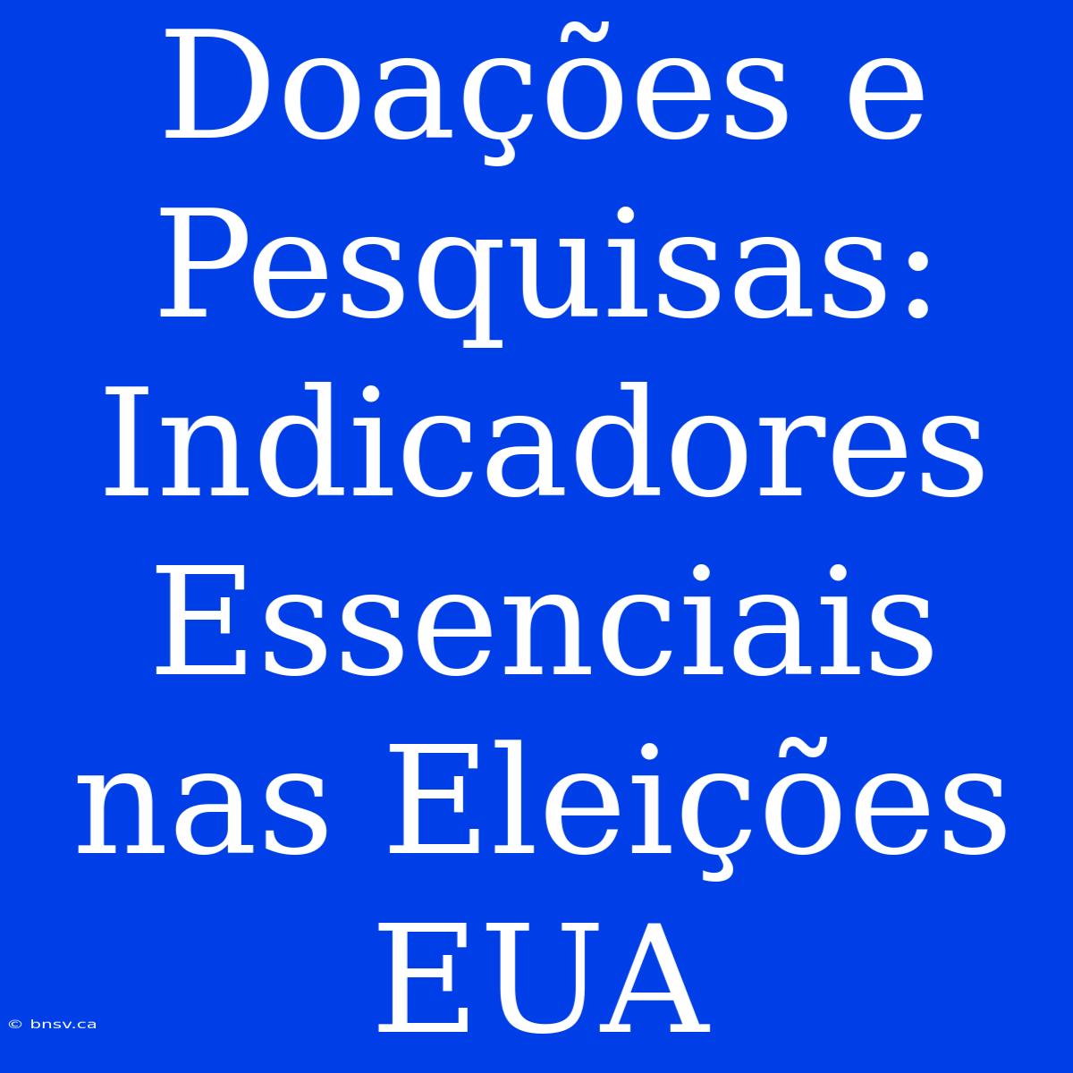 Doações E Pesquisas: Indicadores Essenciais Nas Eleições EUA