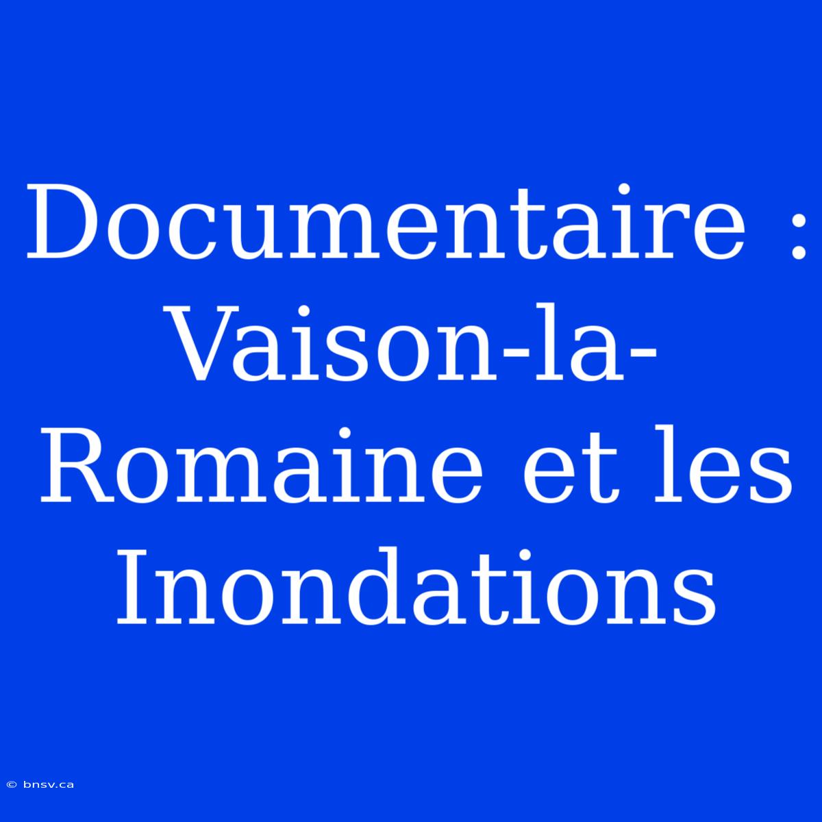 Documentaire : Vaison-la-Romaine Et Les Inondations