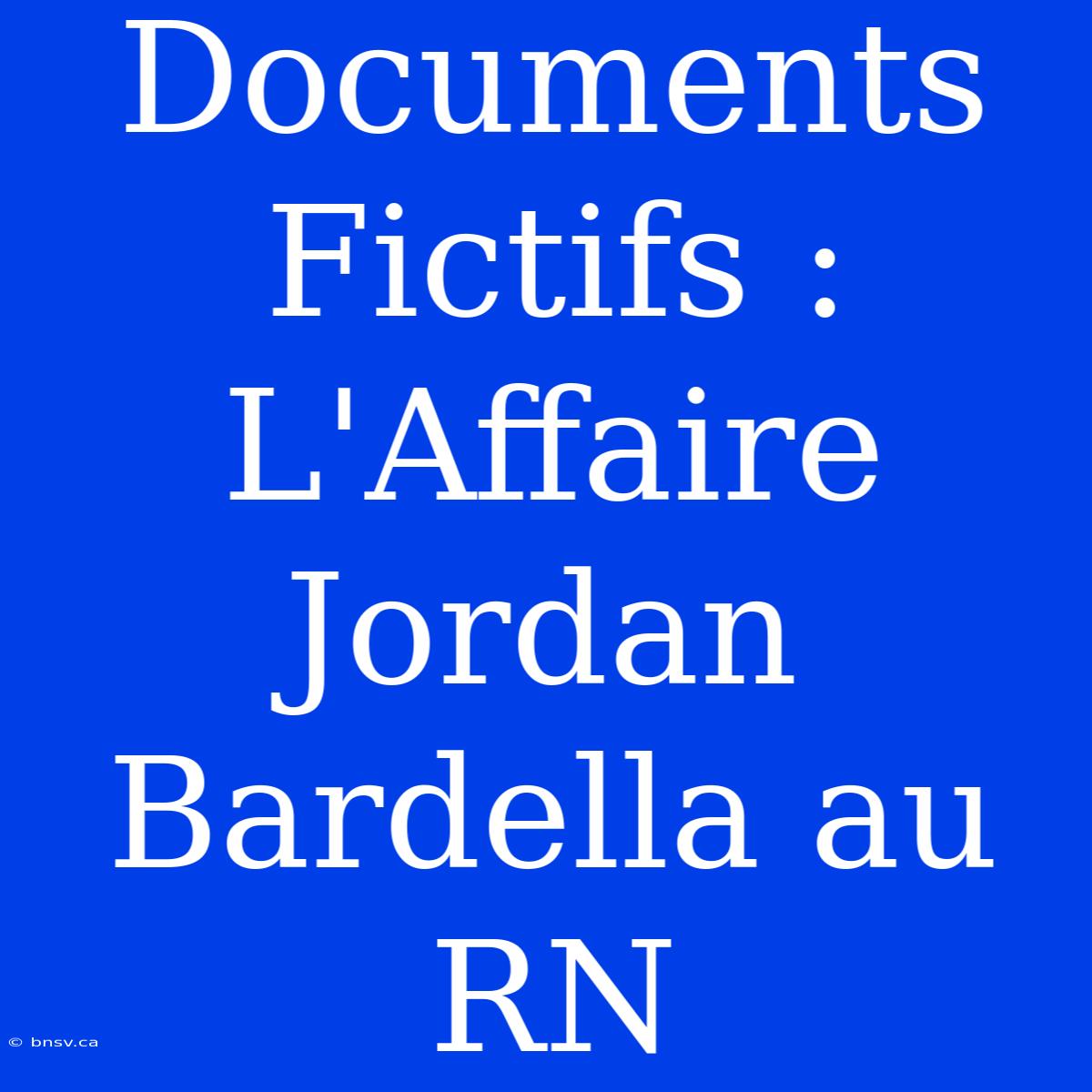 Documents Fictifs : L'Affaire Jordan Bardella Au RN