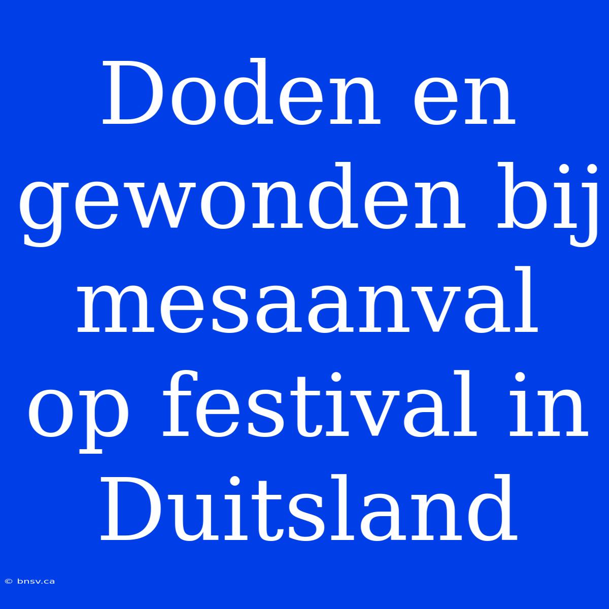 Doden En Gewonden Bij Mesaanval Op Festival In Duitsland